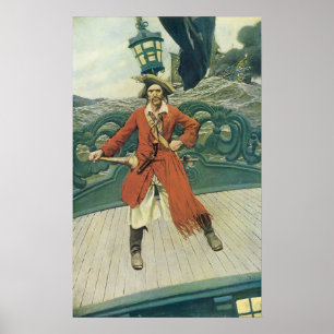 Poster Piratas do vintage, capitão Keitt por Howard Pyle