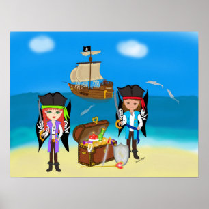 Poster Piratas e tesouro