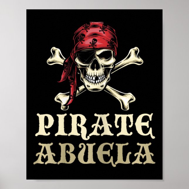 Poster Pirate Abuela Skull Correspondendo à vovó Hallowee (Frente)