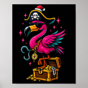 Poster Pirate Flamingo Adventure Map Jolly Roger Hallowee