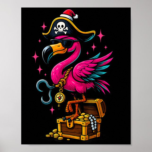Poster Pirate Flamingo Adventure Map Jolly Roger Hallowee (Frente)