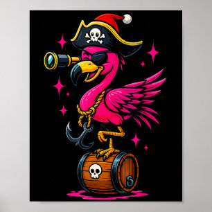 Poster Pirate Flamingo Adventure Map Jolly Roger Hallowee