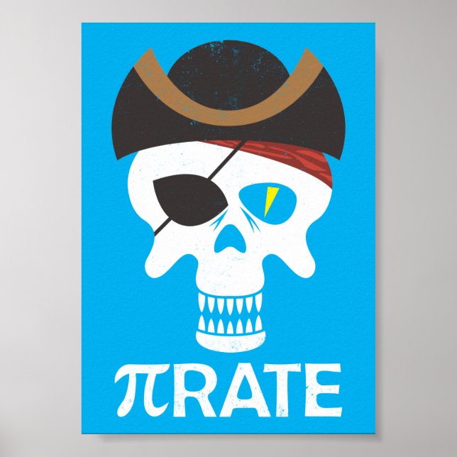 Poster PiRate Funny Pi Day Matemática (Frente)