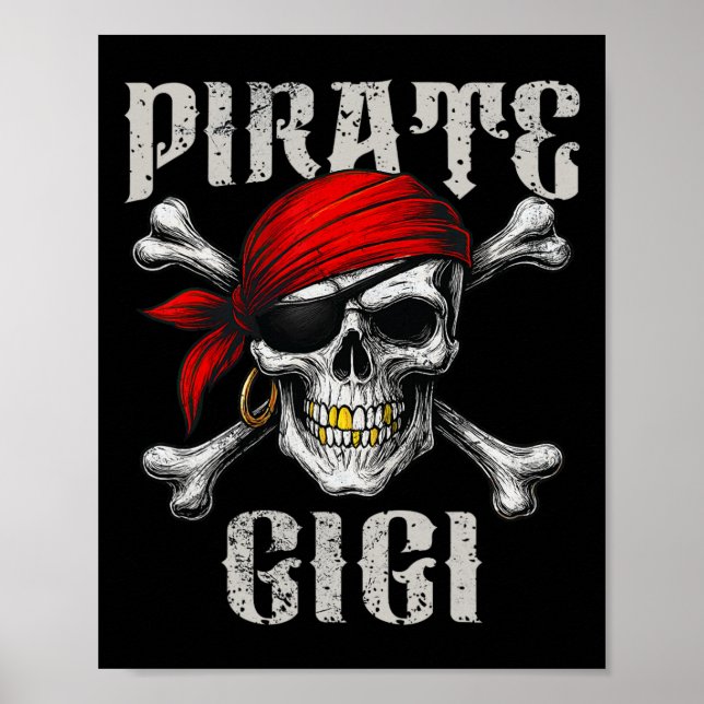 Poster Pirate Gigi Jolly Roger Flag E Skull Crossbones (Frente)