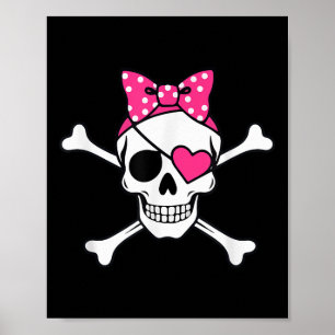Poster Pirate Girl Skull Heart Outfit Toddler Namorados P