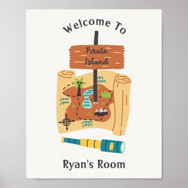 Poster Pirate Island Nursery Kids Wall Art (Frente)