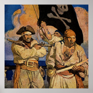 Poster "Pirates" Treasure Island Cobrir do NC Wyeth