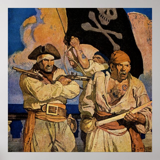 Poster "Pirates" Treasure Island Cobrir do NC Wyeth (Frente)