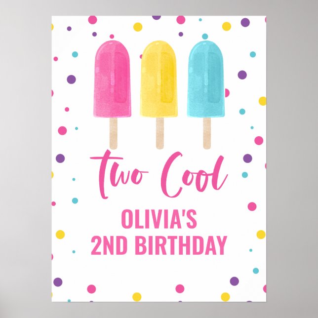 Poster Pirulito Arco-íris de 2º aniversário Two Cool (Frente)