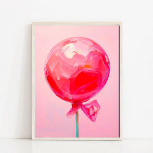 Poster Pirulito Rosa Arte Pop Moderno Doces Natureza-Mort