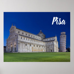 Poster Pisa Leanding Tower Night Panorama Itália Gift