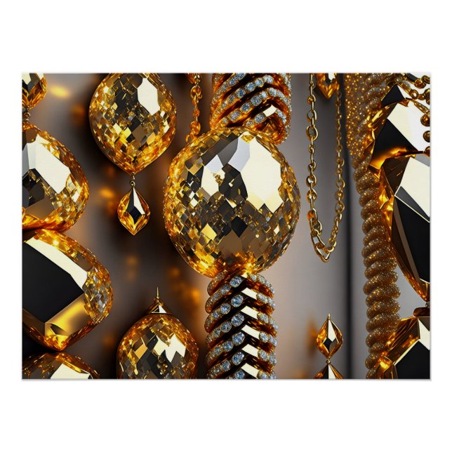 Pôster Pisca! Bonitas joias caos em ouro (Frente)