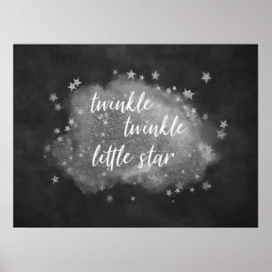 Poster Pisca Pisca Estrelinha Cinza Carvão e Prata