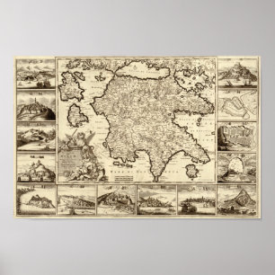 Pôster Piscina 1688/mapa Peloponnesian grego