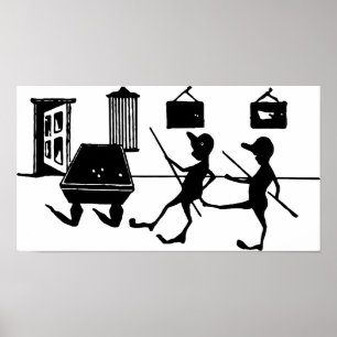 Poster Piscina Billiards Game Man Cheating Art
