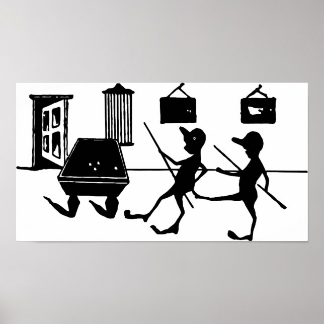 Poster Piscina Billiards Game Man Trapaing, ilustração Ar (Frente)