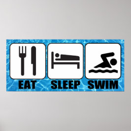 Pôster Piscina/Centro Aquático "Comer, Dormir, Natação"