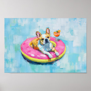 Poster Piscina de Arte Flutuante de Bulldog Francês: Cão 