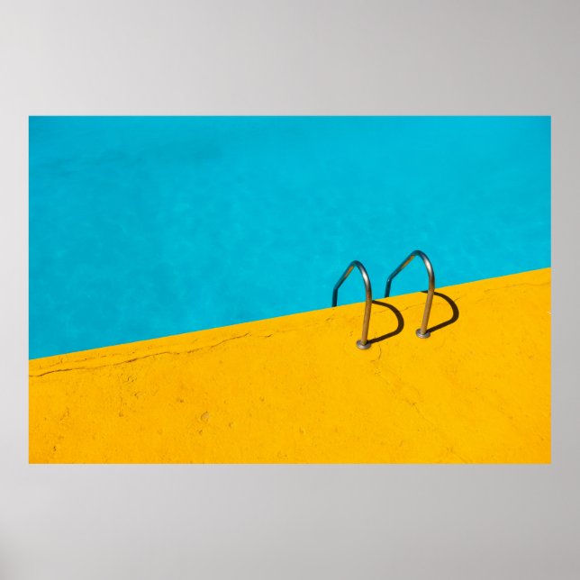 Poster Piscina de natação com escada de aço inoxidável (Frente)