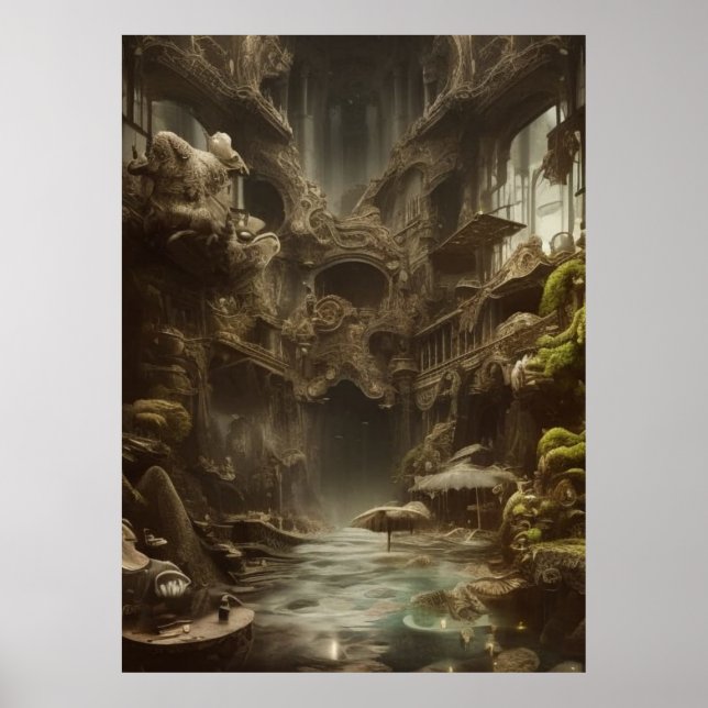 Poster Piscina de natação fantástica e abandonada (Frente)