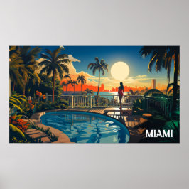 Poster Piscina do sol sobre Miami Beach