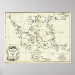 Pôster Piscina e mapa gravado Turquia
