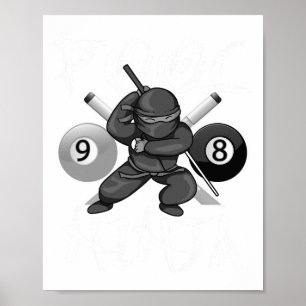 Poster Piscina Engraçada Ninja Cute Pocket Billiards Meni