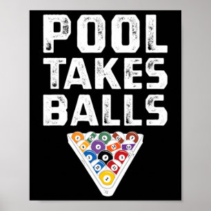 Poster Piscina Engraçado Billiers Joga Cue Esporte