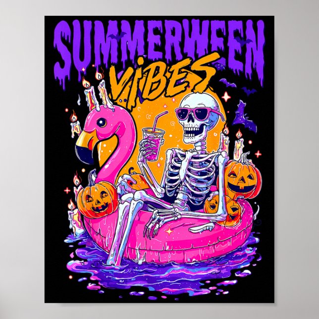 Poster Piscina Flutuante de Halloween de Summerween Esque (Frente)