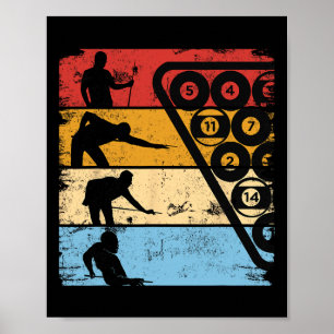 Poster Piscina Gráfica Retroativa Billiard Snooker Billar