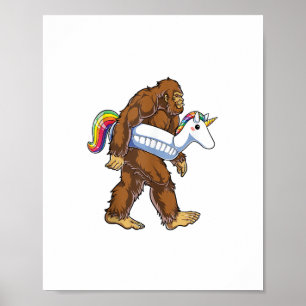 Poster Piscina Party Bigfoot Unicorn Float Funny Sasquatc