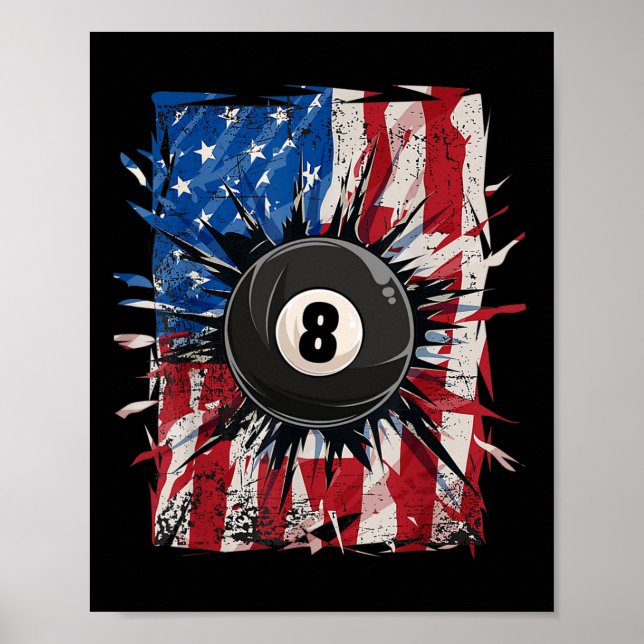 Poster Piscina Snooker Billiards Player 8 Ball Eua Americ (Frente)