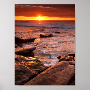 Pôster Piscinas de maré ao pôr do sol, Califórnia