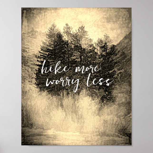 Poster pise mais se preocupe menos aspas árvores sepia am (Frente)