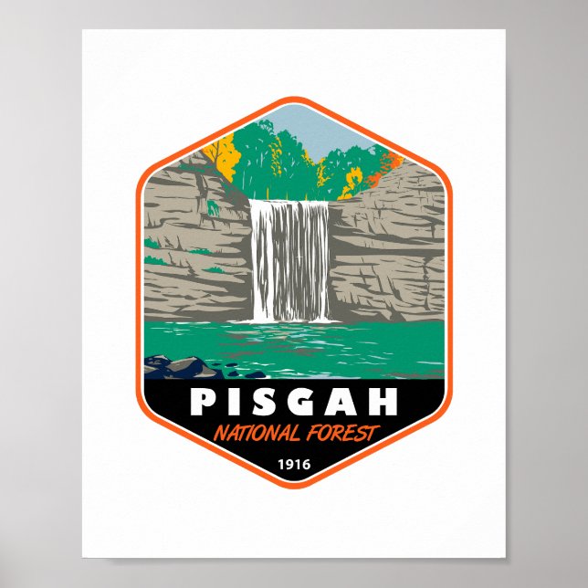 Poster Pisgah National Forest North Carolina Emblem (Frente)