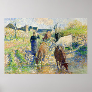 Poster Pissarro - As Vacas Que Vigiam Osny 1886