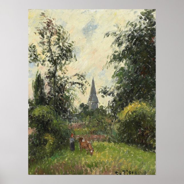 Poster Pissarro - Bazincourt Steeple 1895 (Frente)