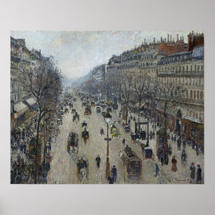 Poster Pissarro - Boulevard Montmartre Morning Cinza Weat