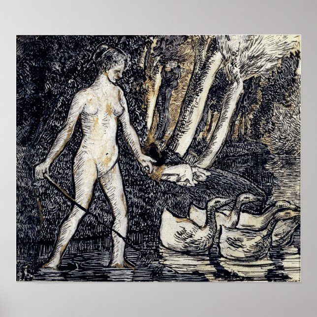 Poster Pissarro - Couve Com Gansos 1895 (Frente)