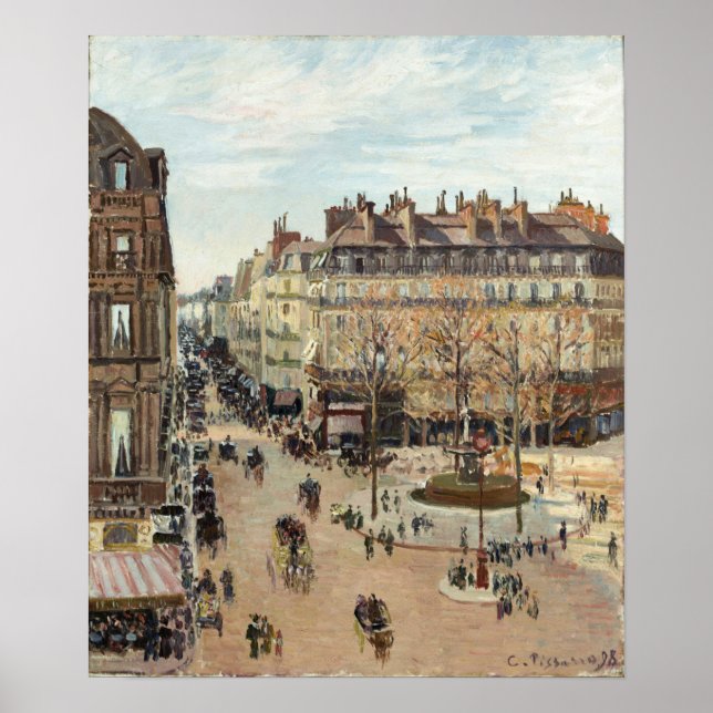 Poster Pissarro - La Rue Saint-Honore 1898 (Frente)
