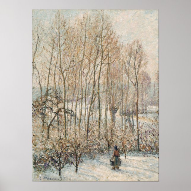 Poster Pissarro - Luz Solar Da Manhã Na Neve Eragny (Frente)