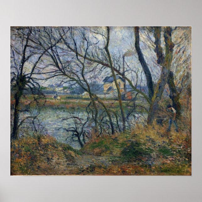 Poster Pissarro - Margens do Oise Perto de Pontoise Tempo (Frente)