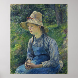 Poster Pissarro - Menina Camponesa Vestindo Chapéu 1881