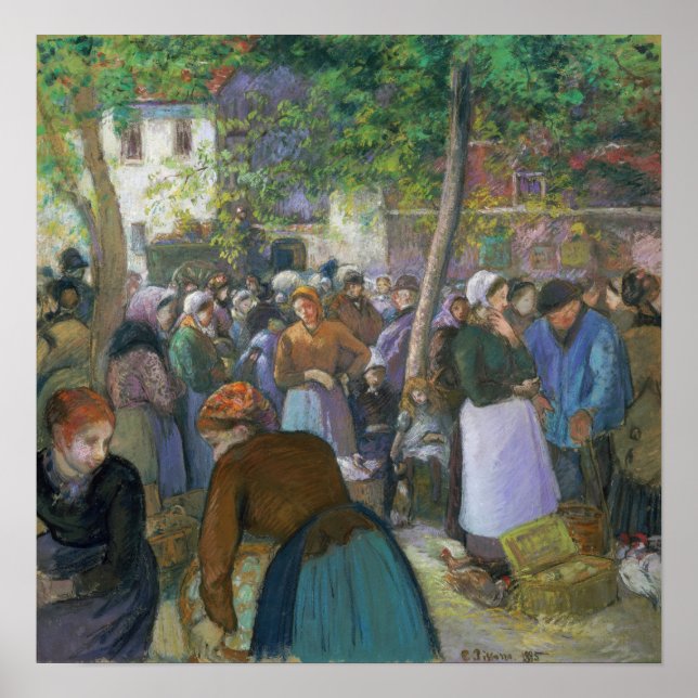 Poster Pissarro - Mercado De Aves De Capoeira Em Gisores (Frente)