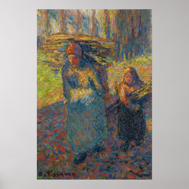 Poster Pissarro - Mulheres Camponesas Carregando Brushwoo (Frente)