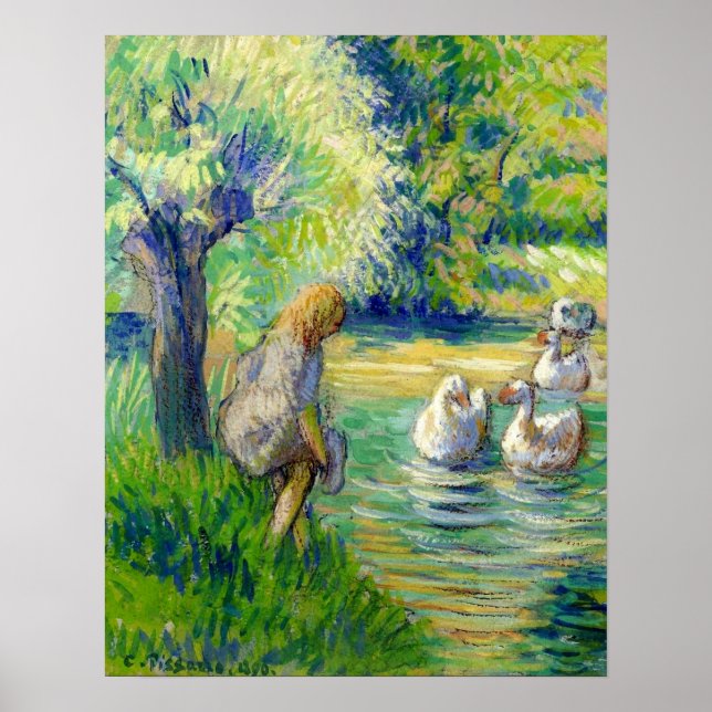 Poster Pissarro - Pastor E Eragny Geese 1890 (Frente)