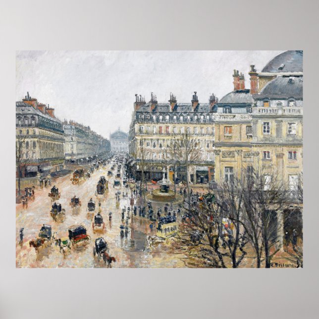 Poster Pissarro - Praça do Teatro Francês, Paris, (Frente)