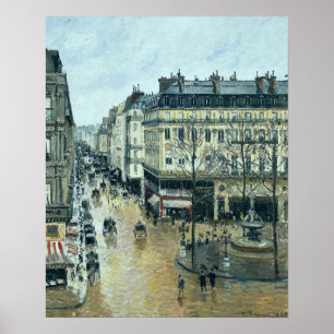 Poster Pissarro - Rue Santo-Honore Efeito Chuva à Tarde