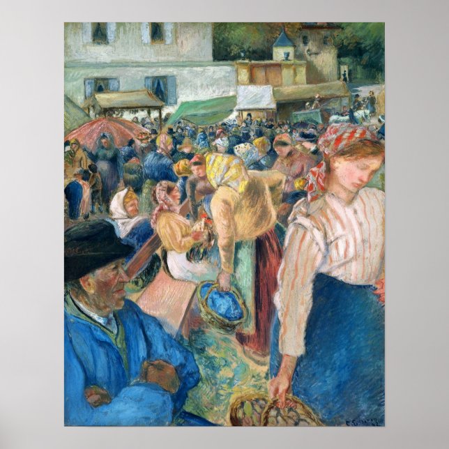 Poster Pissarro - The Poultry Market Pontoise 1892 (Frente)