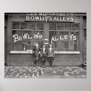 Poster Pista de Boliche, 1911. Foto Antiga